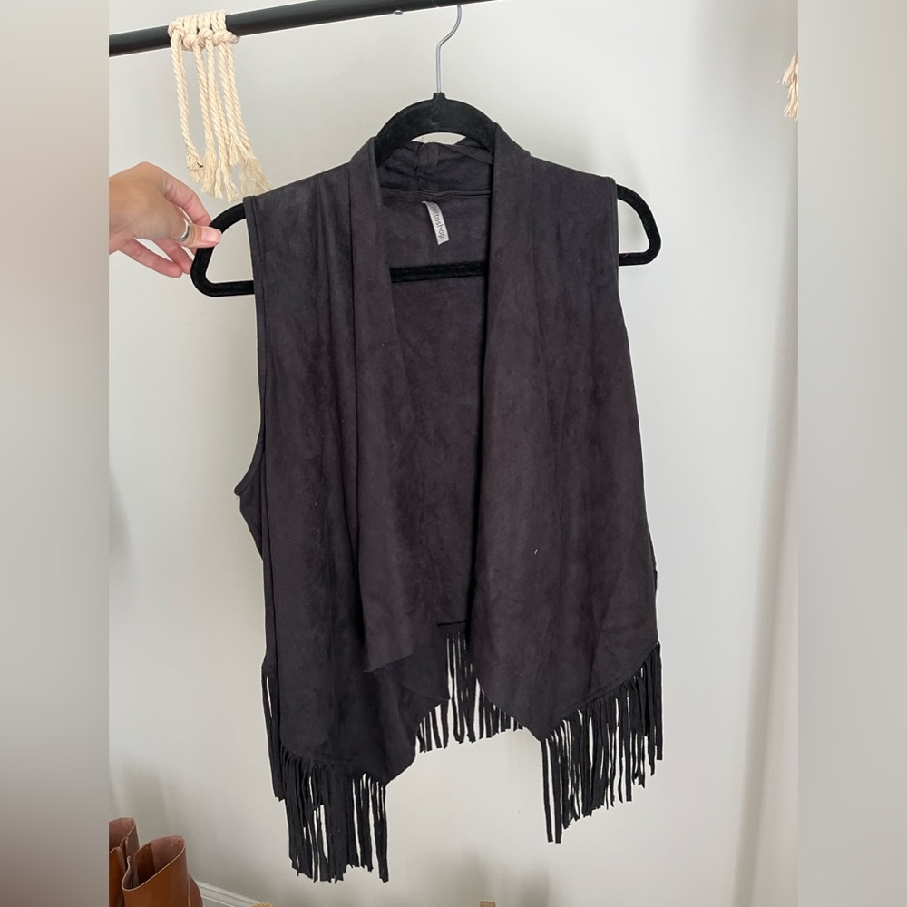 fringe suede vest
